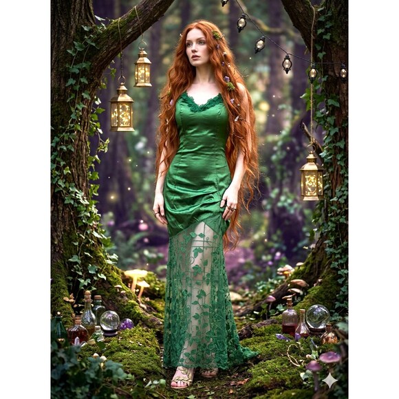 Hot Topic Dresses & Skirts - Retired Emerald Fairy DC COMIC Bombshells POISON IVY FORMAL GOWN DRESS JRS sz XS